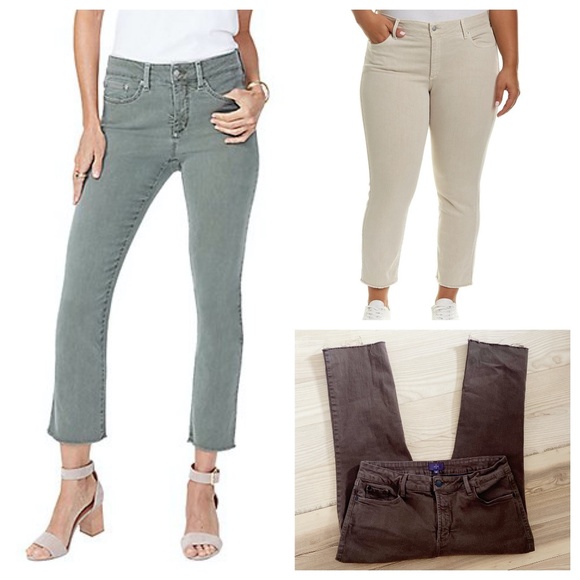NYDJ Denim - NYDJ "SHERI" WASHED BROWN RAW HEM SKINNY JEANS